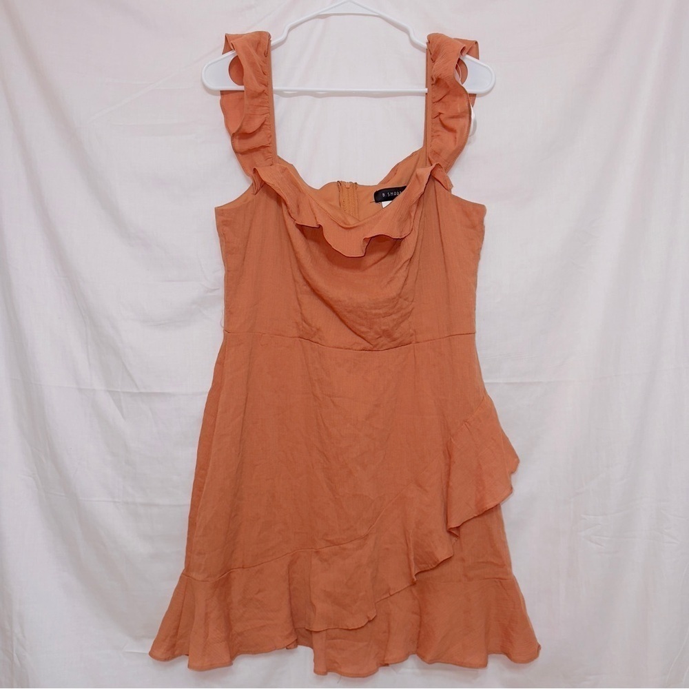 B Smart Orange Sleeveless Ruffle Mini Dress size 13
